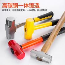 Octagonal hammer square head wooden handle heavy-duty wall demolition hammer multi-functional masonry iron hammer construction site tool