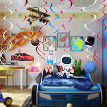 Space theme birthday arrangement party hanging decoration spiral pendant hanging ornaments boy room ceiling dress up