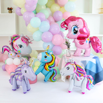 Children 3D assembly Pony cartoon aluminum film unicorn balloon party decoration baby birthday 100 days full moon arrangement