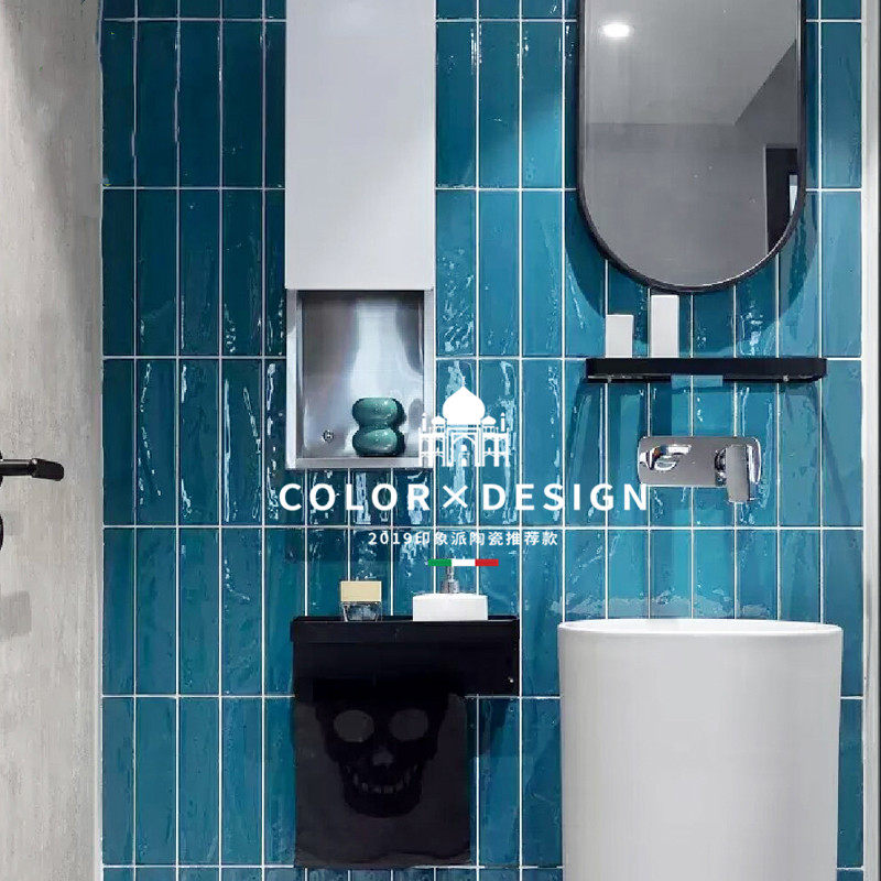 ins net red makeup room glazed face brick Nordic bathroom kitchen wall brick concave tile strip bread brick subway brick