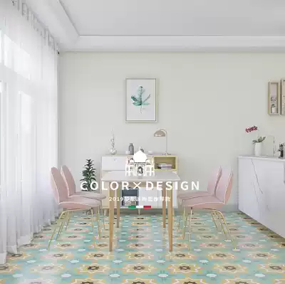 New American famous small flower brick green Nordic dining room bar green tile kitchen dressing room wall non-slip