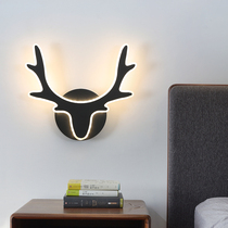 Nordic Wall Lamp Brief Modern Bedroom Bedside Headlights Creative Personality Aisle Living Room Background Deer Corner Styling Wall Lamp