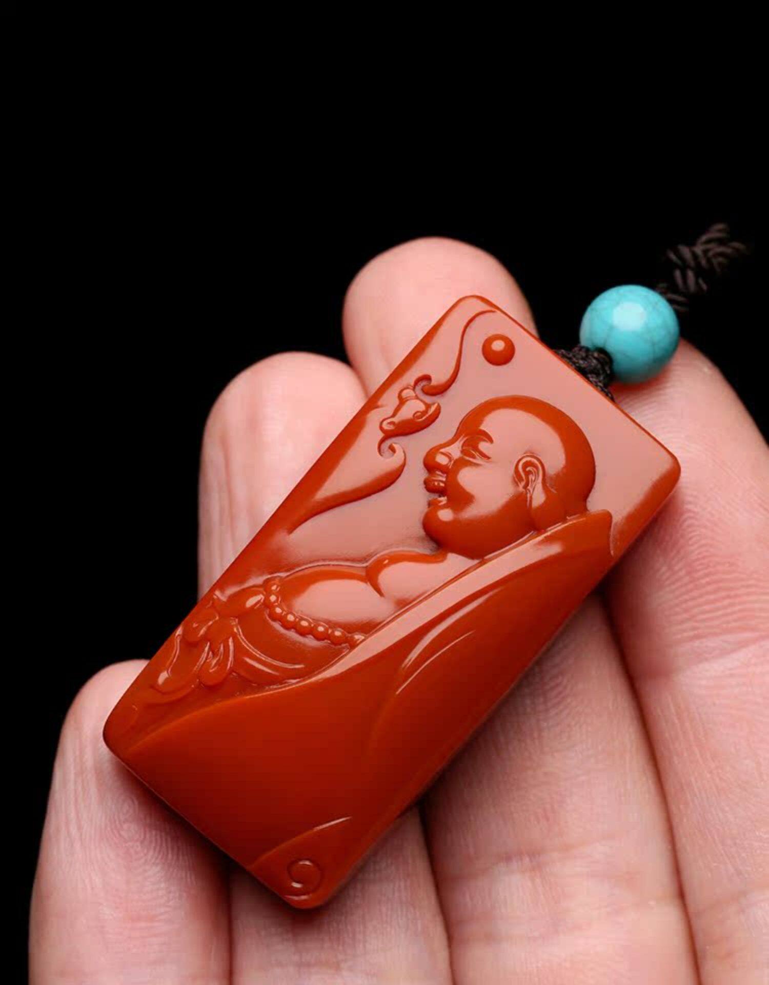 аксессуары для шеи 首作出品饶彬雕刻弥勒佛牌南红瓦西料精品挂件吊坠牌无瑕百搭男女