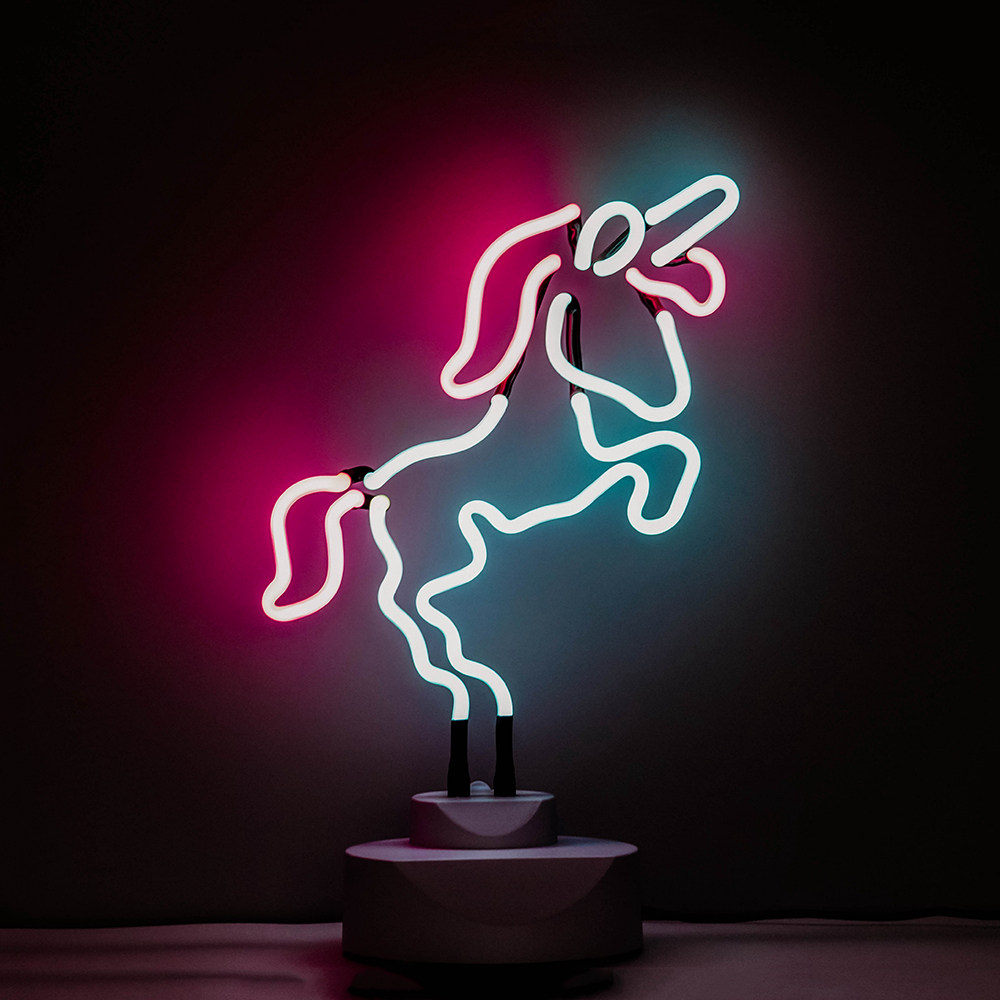 Teenage Girl Hearts Living Room Bedroom Decorative Table Lamp White Horse Unicorn Nordic Powder Retro Controlled Neon gift bestie-Taobao