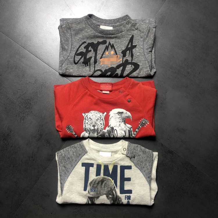 190665 Exported to Italy Diesel Infant Round Neck Long Sleeve T-Shirt, Size 6m