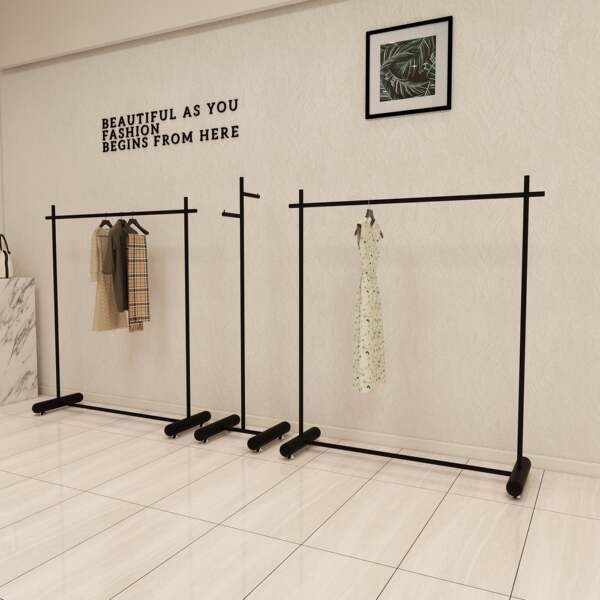 Clothing Store Display Stand Black Clothes Rack Women's Clothing Children's Clothing Store Special Floor-Standing Rack Iron Shelf Middle Island Dress Stand