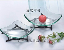 European restaurant fashion creative tempered transparent glass fruit cold dishes canned seafood sashimi bowl display table tableware