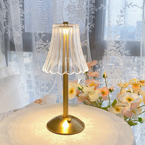 Crystal table lamp retro charging acrylic small night light Living room Bedroom head girl atmosphere cozy bed headlights