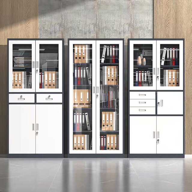 Metal file cabinet financial information file cabinet office with lock glass door storage locker home bookcase