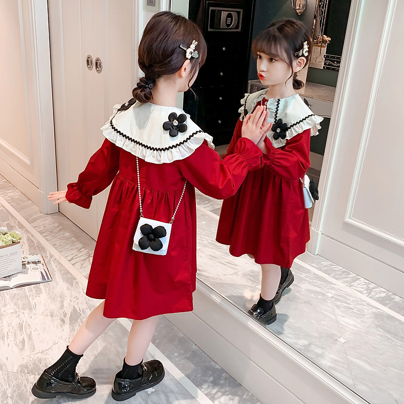 Girl Foreign Dress Spring Dress 2022 New Foreign Style Trendy Children Dress Princess Dresses Spring Autumn CUHK Child Skirt Tide