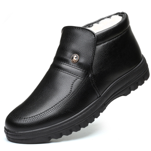 【爵爷】男士高帮加绒真羊毛保暖皮鞋