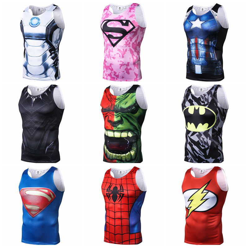 Marvel Avengers Superman Spider-Man Không Tay T-Shirt Nam Giới và Phụ Nữ Nhanh Chóng làm khô Tập Thể Dục Chạy Khan Vest Mùa Hè