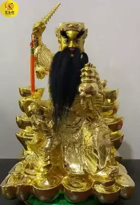 19-inch Wu Caishen Zhao Gongming Yuanbao hand-carved camphor wood carving custom statue