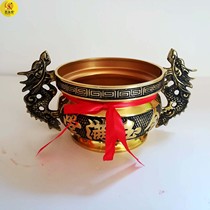 Worship Supplies Folklore Buddha Furnace Copper Furnace Incense Wai Incense Furnace Shuanglong Copper Incense Furnace Buddhist Altar Decoration