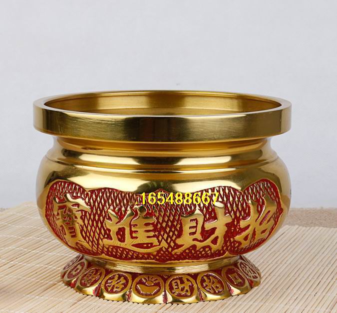 Copper incense burner Pure brass incense burner Buddhist Buddha supplies God offering Buddha incense burner Money furnace Lucky furnace 5 inches