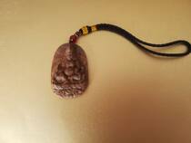 Sandalwood Pendant Yellow God of Wealth Bodhisattva Pendant Safety Wood Carving Buddha Statue Handlebar Car Pendant