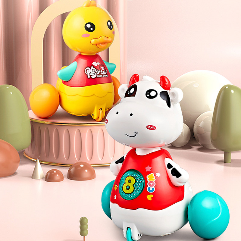 Electric swing small yellow duck toy children singing cute little cow baby little male girl walking intelligent sound control