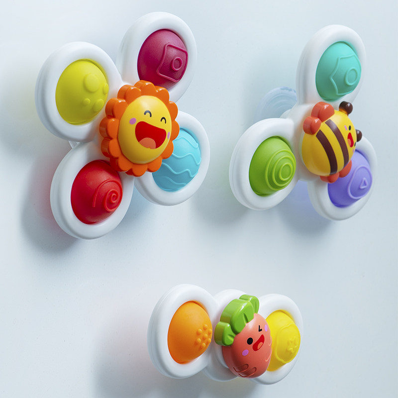 Children's Turn Insect Flowers Suction Cups Swivel Letop Cartoon Suction Cups Transturn Rolerotary Baby Toys