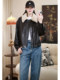2025 New Small White Goose Down Thickened Leather Women's Slim Sheep Fur Collar Leather Jacket Women's Popular Style