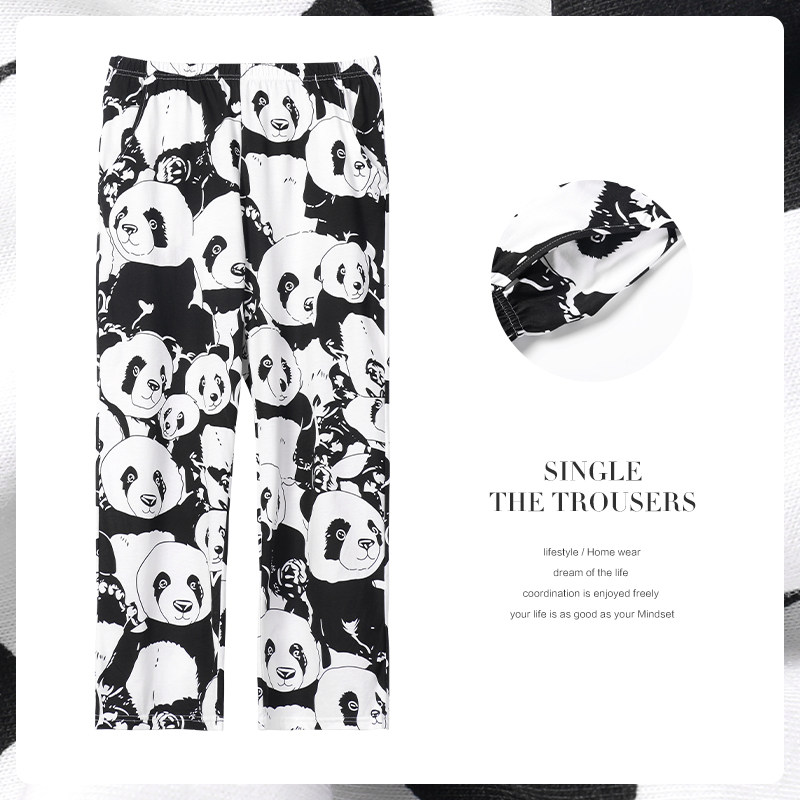 Long pants pajamas women summer cotton thin loose air-conditioning pants mosquito-proof pants spring and autumn cotton cartoon panda home pants