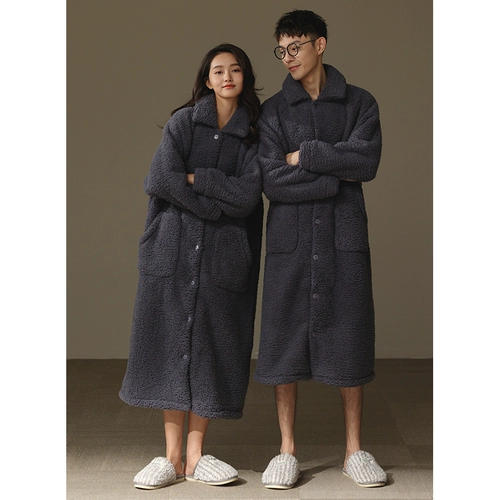 Флисовая бархатная пижама для влюбленных, коралловая парная одежда, бархатный демисезонный банный халат, увеличенная толщина