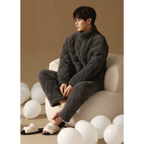 Удерживающая тепло демисезонная пижама, стеганая флисовая коралловая бархатная куртка, увеличенная толщина