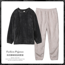 Thickened gush warm pyjamas for mens winter coral velvet flannel suede bunches headsets Home Suits Suits