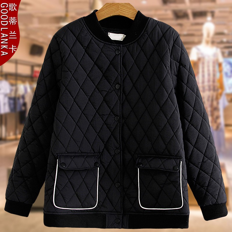 Fat mm autumn and winter cotton-padded clothes women's large size women's clothing loose and thin stand-up collar small padded jacket light and thin section down padded jacket trendy