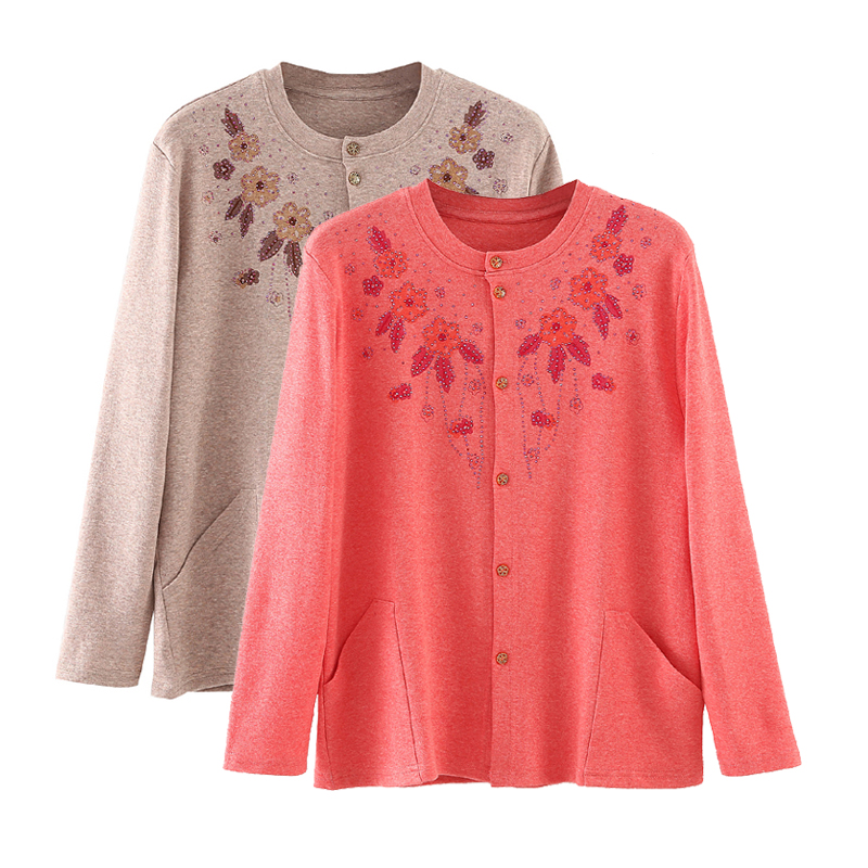 Old man's sweatshirt thick autumn clothes new hair satin undershirt lady mama cotton clothed shirt single piece blouse