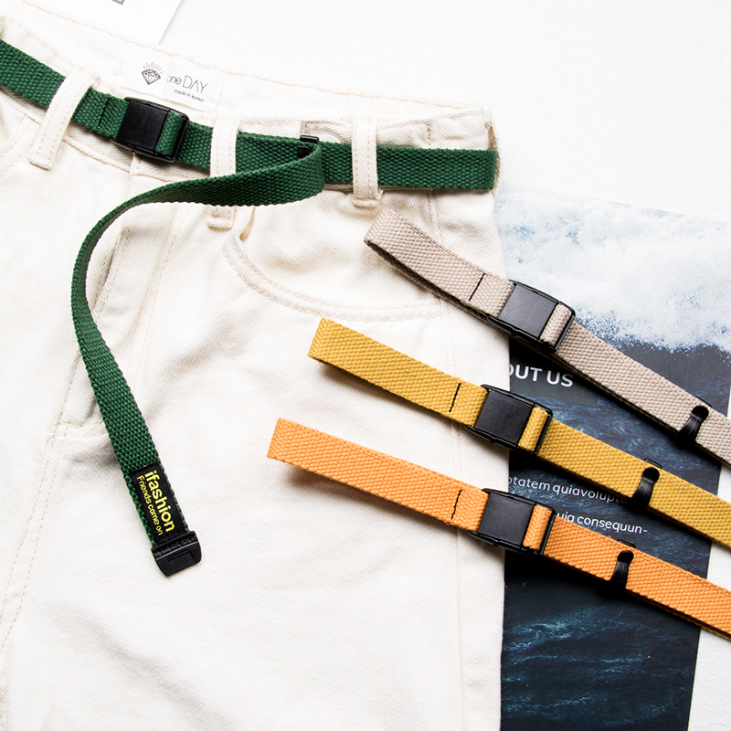 2cm Narrow Workwear Pants Canvas Belt, Metal-Free, Anti-Allergy, Fabric Belt with Buckle, Decorative Jeans Belt