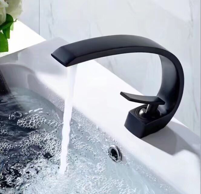 New German black full copper face basin tap creative table basin tap hot and cold water art tap dressing room