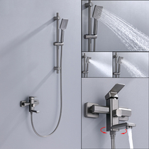 New German All-copper Wire Drawing Gun Grey Bathroom Bathtub Tap Simple Shower Shower Shower Suit Hot Water Booster
