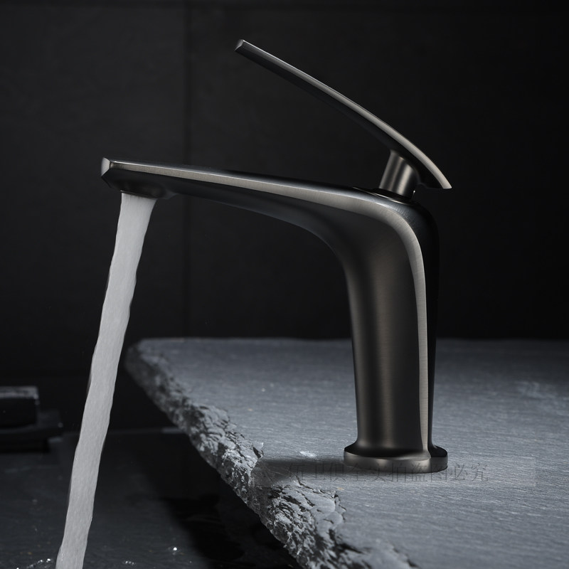 New German high-end all-copper gun gray powder room basin faucet hot and cold water basin washbasin bathroom cabinet