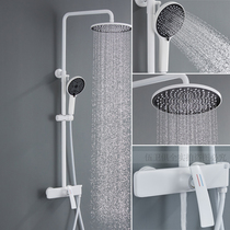 New products German all-copper white shower sprinklers with hot and cold water tap with lifting hanging wall-style shower nozzle