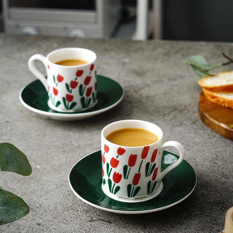 Finnish medieval tulip ceramic water mug Light luxury simple afternoon tea cup dish coffee cup milk cup