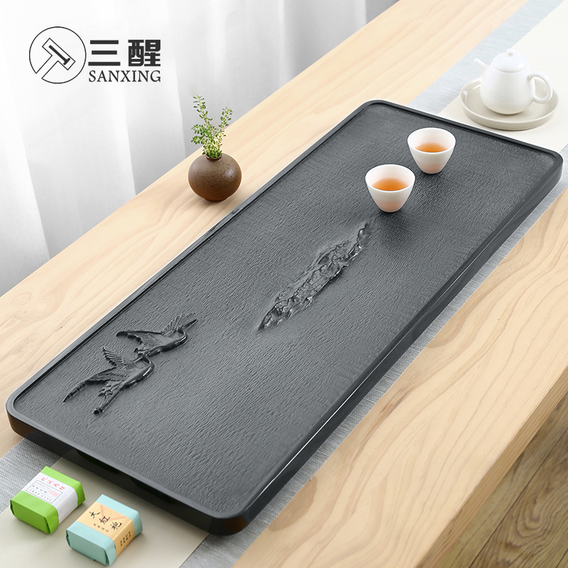 Art engraving natural urkin stone tea tray home minimalist stone tea table whole stone tea sea tea set tray-Taobao