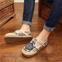 Explosive National Wind spring summer totem cotton Hemp Hemp Hemp casual cloth shoes men tide couple a generation hair