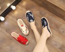 New embroidered half-pack embroidered shoes ethnic style summer old Beijing cloth shoes women Thai cotton linen slippers