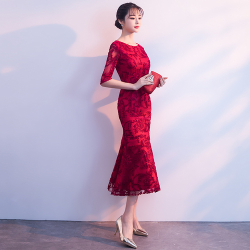 mid length fishtail dress