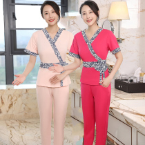 Summer beautician overalls Female senior skin management Health SPA foot bath technician Beauty salon set Chinese style