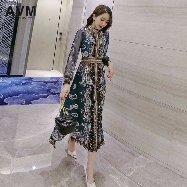 Spring French dress women's 2022 new women's ethnic style cheongsam improved version skirt waist is thin and temperament