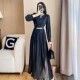 Early spring French black dress female 2023 spring new women's clothing celebrity temperament goddess fan long skirt