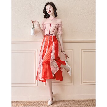 Lace chiffon dress women's summer 2023 summer new temperament high-end skirt design sense niche long skirt