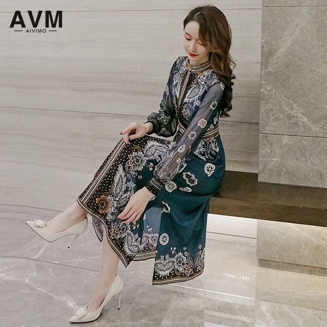 Spring French dress women's 2022 new women's ethnic style cheongsam improved version skirt waist is thin and temperament