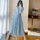 Chiffon mesh French dress 2023 spring new women's dress waist slimming celebrity temperament lace skirt