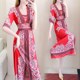 Floral chiffon dress female summer 2022 new summer ethnic style improved cheongsam long skirt waist is thin