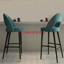 Simple modern solid wood bar chair Nordic light luxury bar chair home high chair KTV cafe front platform chair