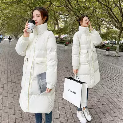 SADO YINER 2021 new down jacket women's medium and long version of the Korean version of the glossy fashion over-the-knee jacket tide