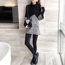 SADO YINER thickened knitted sweater skirt 2021 spring and autumn new stitching fake two-piece dress