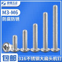 (M3-M6) national standard 316 stainless steel big flat head screw machine nail umbrella head cross groove mushroom head screw